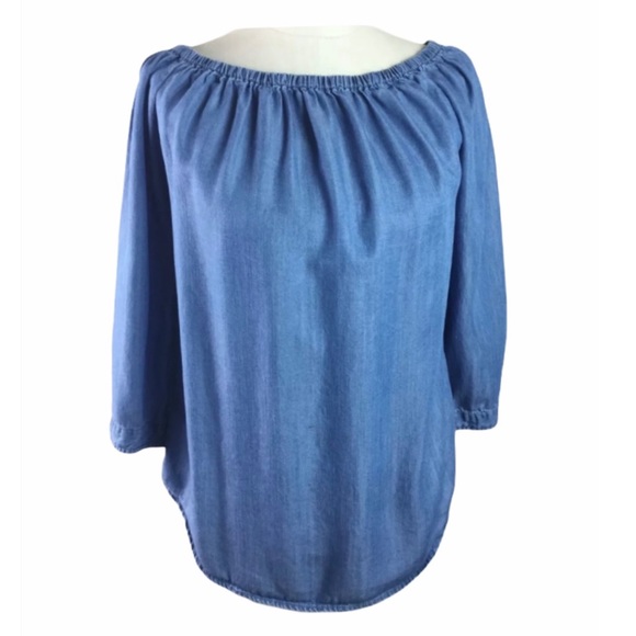 BEACHLUNCHLOUNGE Blue Chambray Off Shoulder Top Extra Large - Picture 2 of 7